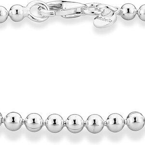 925 Sterling Silver Italian Handmade Bead Ball Chain Bracelet for Women